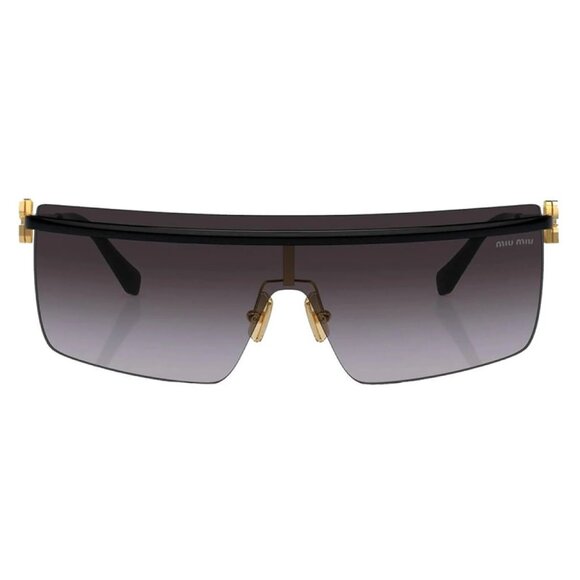 NEW MIU MIU SUNGLASSES BLACK WOMEN SHIELD EYEWEAR - Picture 2 of 3